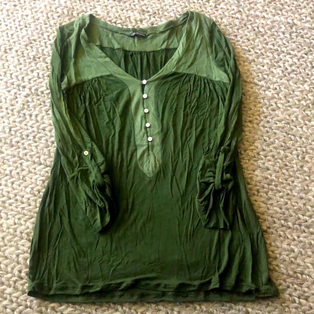 Ella Moss 3/4 Olive Green Top